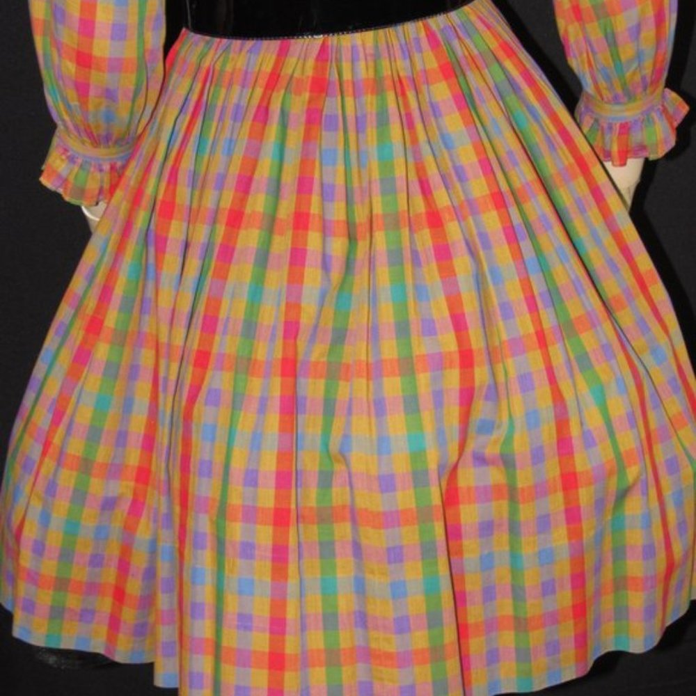 Vintage 50s Checkered Plaid School Girl Dress S - Picture 5 of 10